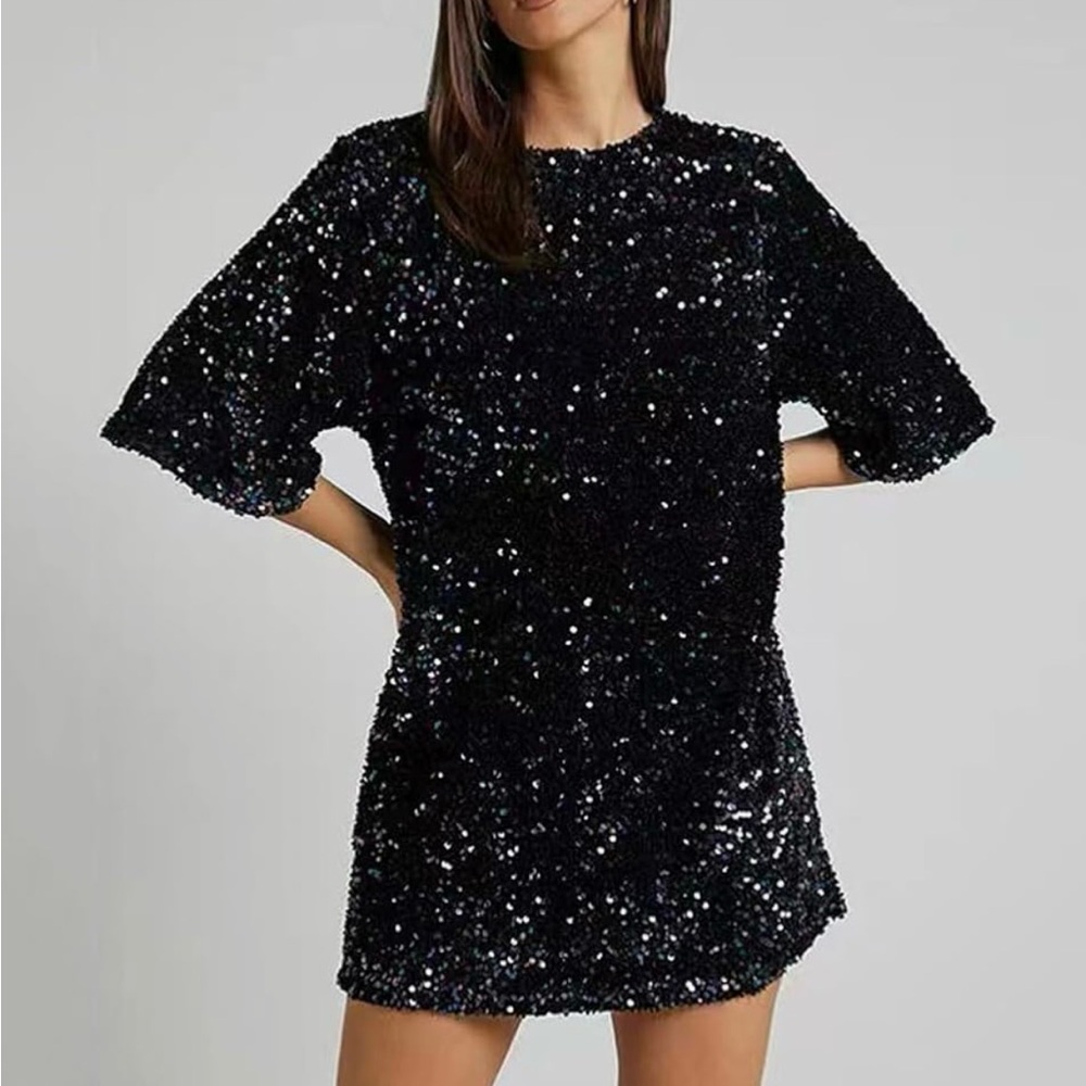 Zara black sequin dress